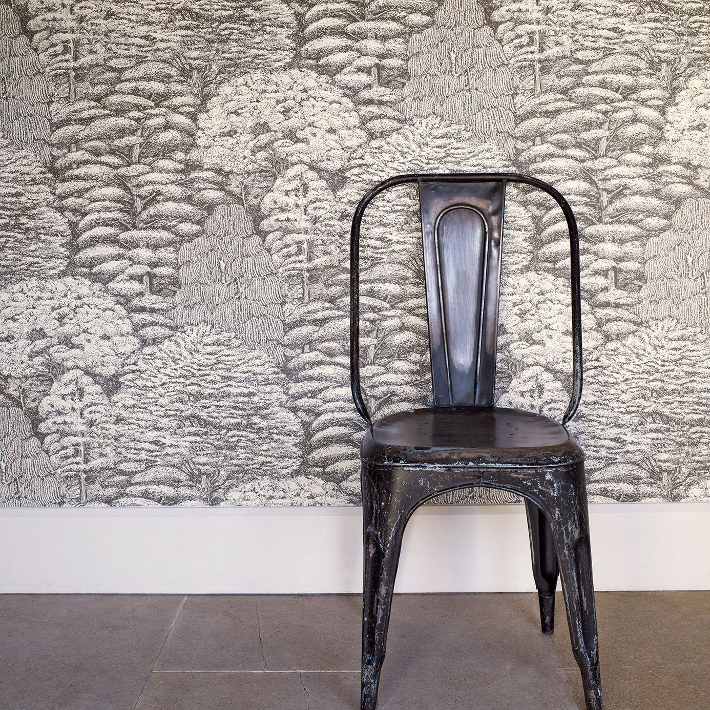 Sanderson Woodland Walk Wallpaper Roll, Ivory/Charcoal
