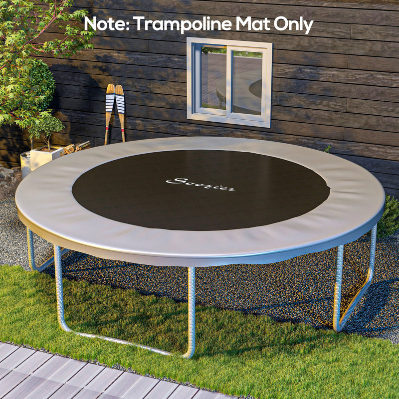 Tapis de remplacement pour trampoline Soozier, convient aux trampolines de 12 pi avec 72 crochets en V et ressorts de 5,5 po, tapis de trampoline avec 8 rangées de coutures et outil à ressort (ressort et cadre non inclus), orange