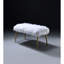 Banc rembourré en fausse fourrure blanche
