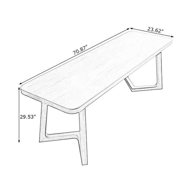 Bureau d'écriture rectangulaire en bois massif brun noisette, H 29,53 po x l 70,87 po x P 23,62 po