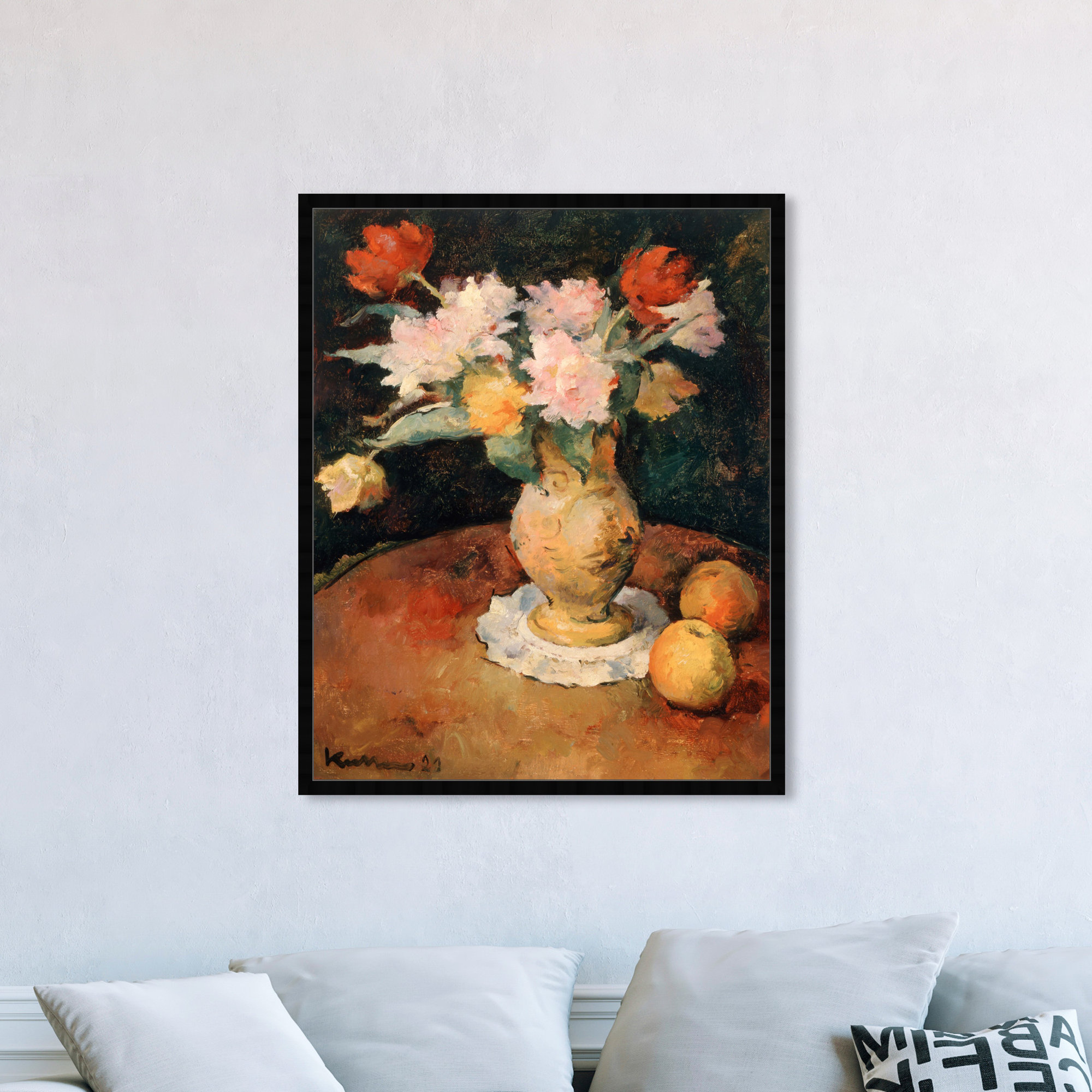 Joseph Kutter - Pivoines, 45" H x 36" W x 0.5" D, Black