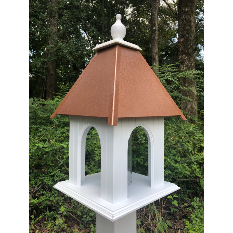 Kremer Pole Tube Bird Feeder, Hammered Copper
