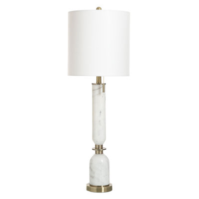 Lampe de table en marbre - or Kelz - abat-jour blanc
