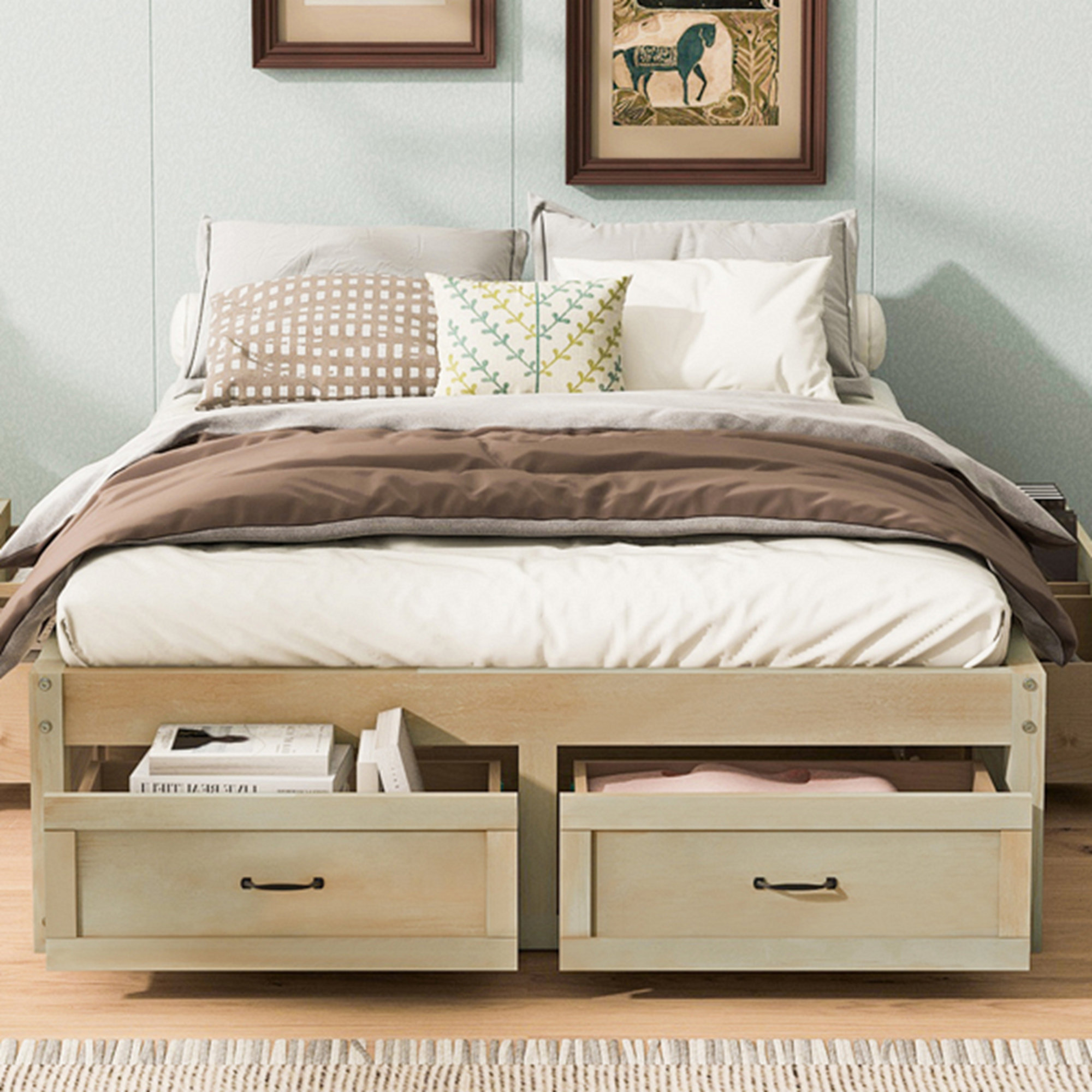 Latitude Run® Full Size Platform Bed With 6 Storage Drawers | Wayfair