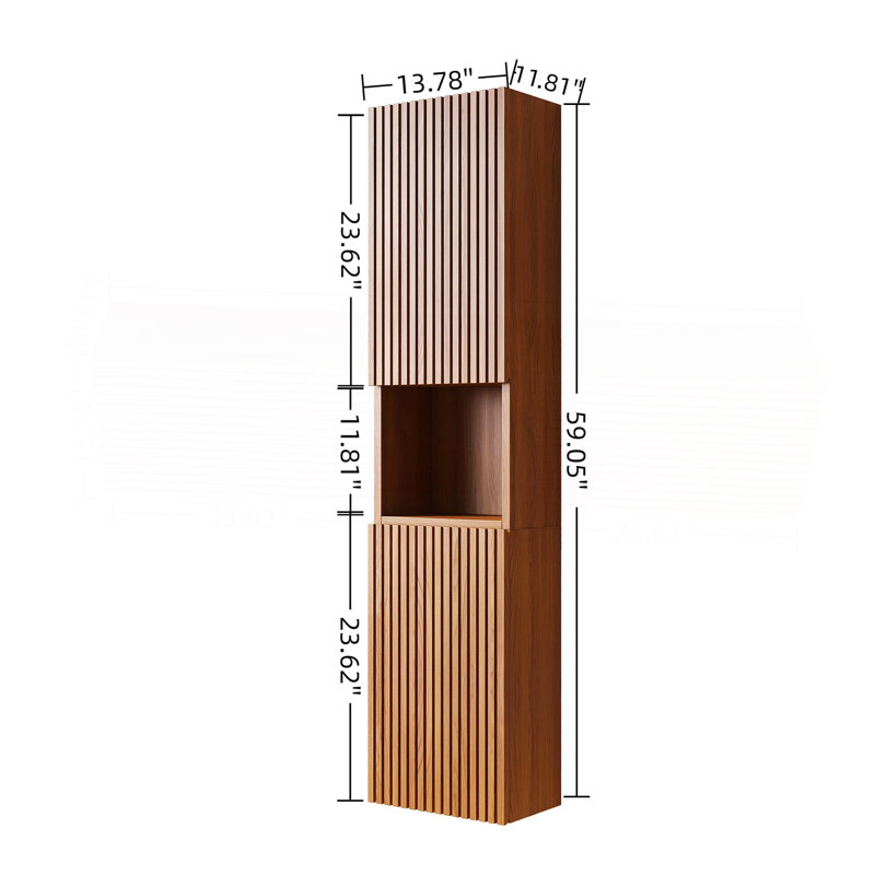 Armoire de salle de bain murale, armoire de rangement étroite avec portes et tablettes