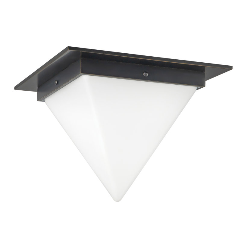Mineral 11-in Brass Flush Mount, Oil Rubbed Bronze, Opal Glass