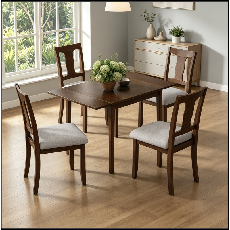 Ensemble de salle à manger pliant 5 pièces avec 4 chaises rembourrées, Brown