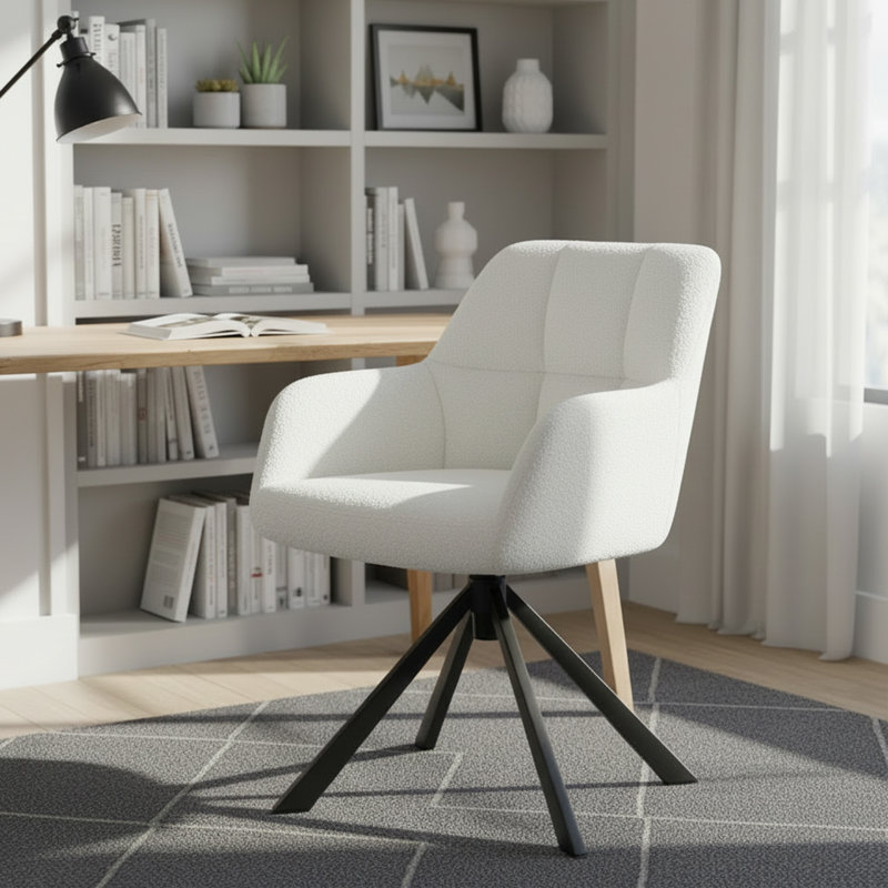 Chaise de bureau Almedin, Fausse fourrure beige
