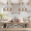 Lustre géométrique unique en bois 4 lumières