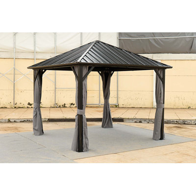 10*10FT Patic Gazebo,Aluminum Gazebo With Steel Canopy,Outdoor Permanent Hardtop Gazebo Canopy For Patio, Garden, Backyard
