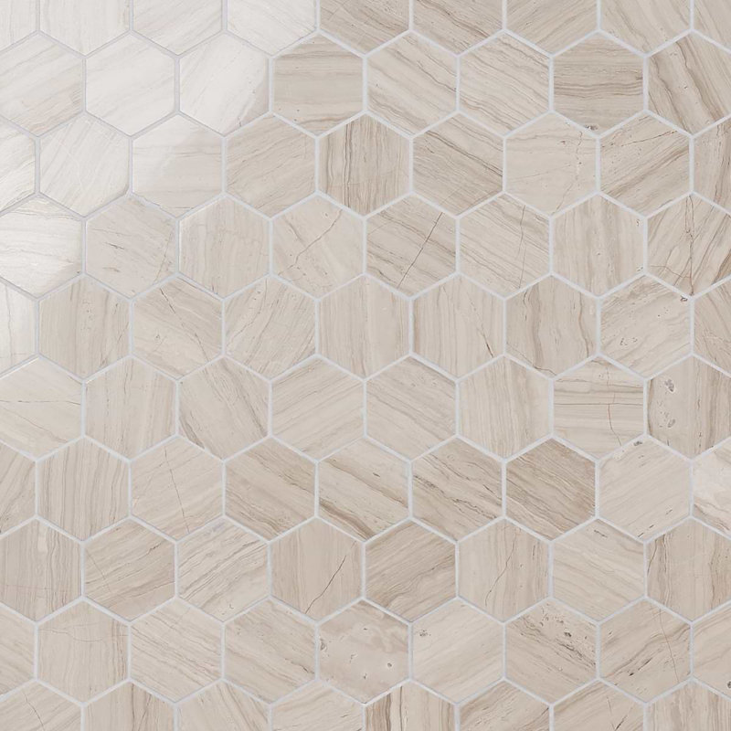 Wooden 2" Hexagon Polished Marble Mosaic Tile