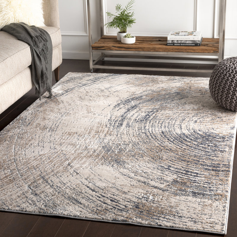 Hobert Abstract Ivory/Gray Area Rug, Rectangle 7'10" x 10'3"
