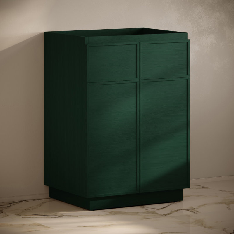 Armoire de salle de bain autoportante sans plateau 24 po St. Tropez, Vert