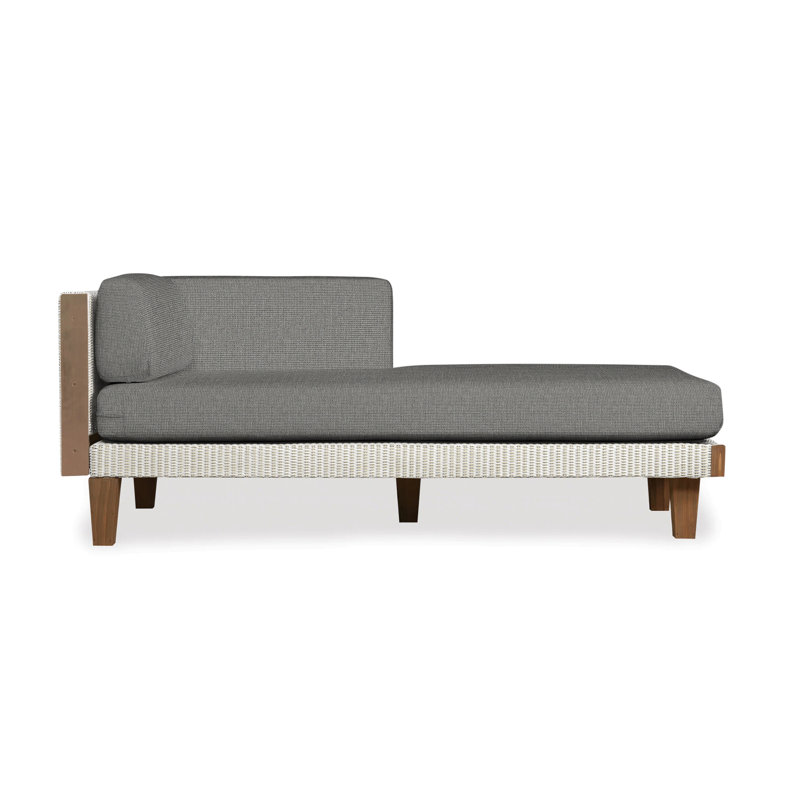 Catalina Outdoor Teak Chaise Lounge, Demo Skyway, Antique White