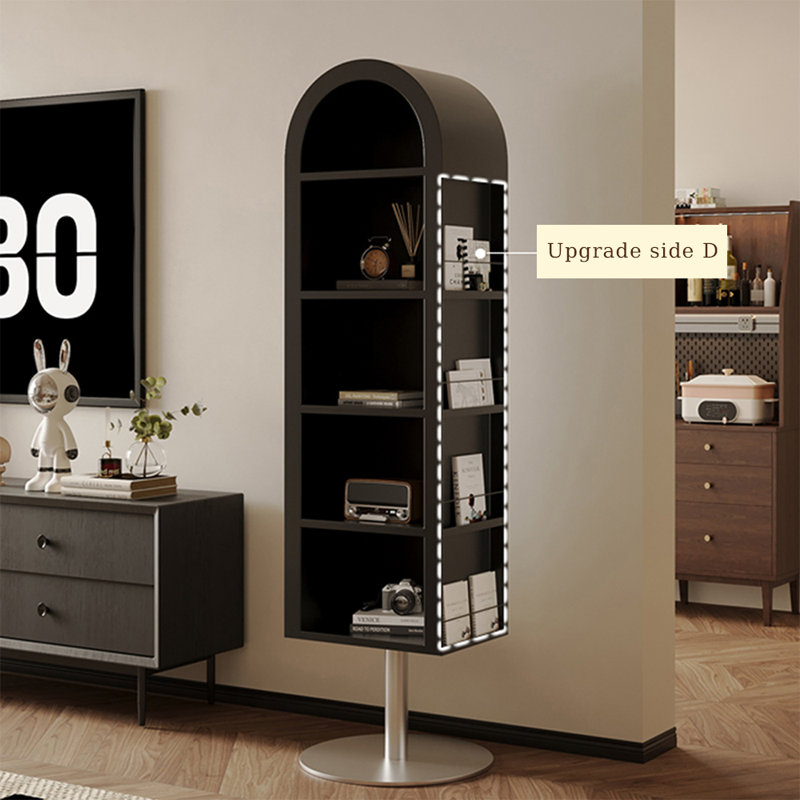 Black Modern Solid wood rotating bookshelf