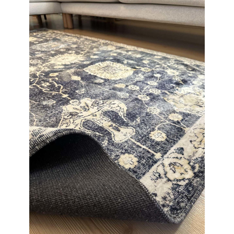 Tapis en coton Landree avec envers antidérapant, Rectangle 6 pi 7 po x 8 pi 10 po