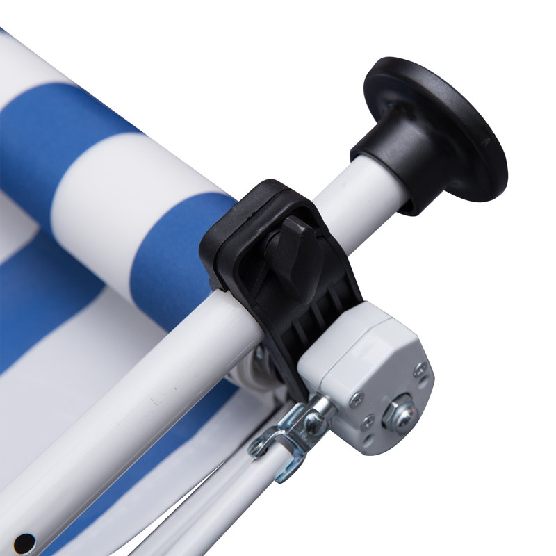 Auvent de patio manuel rétractable en bleu et blanc 9 pi 9 19/32 po x 4 pi 10 51/64 po