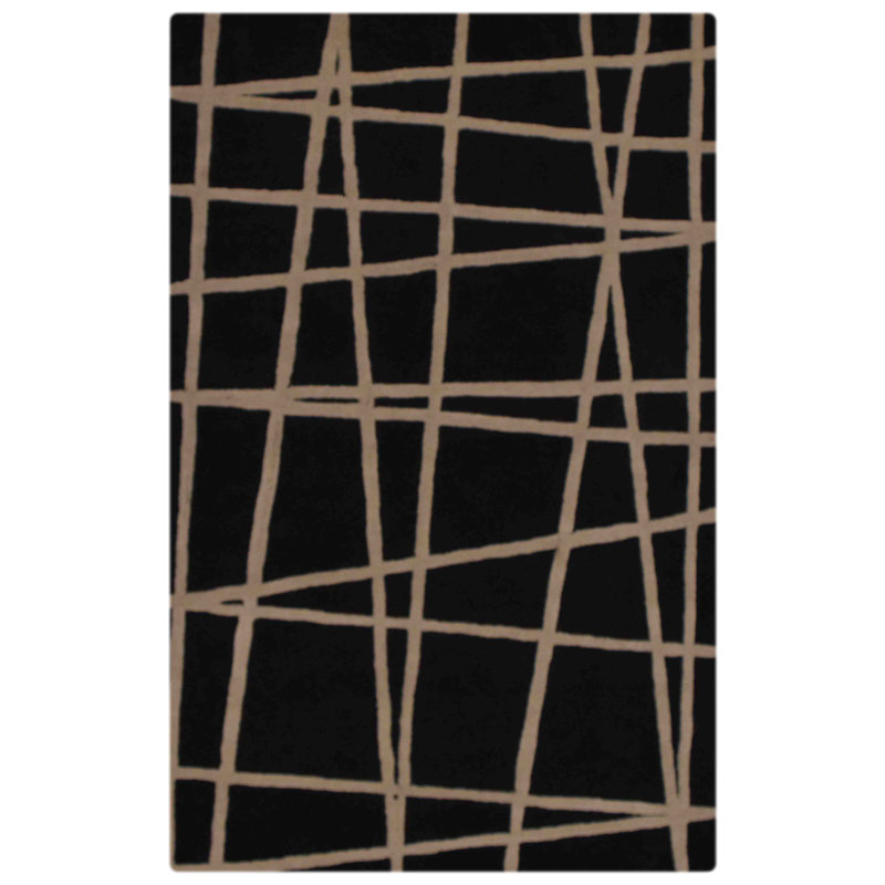 Tapis en laine touffetés à la main écologiques de 9 x 12 po - Rectangle, couleur brune, design moderne contemporain, tapis antidérapants faits à la main épais pour salon, chambre à coucher 