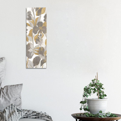 Painted Tropical Screen, Grey Gold II by Silvia Vassileva - Wrapped Canvas Panoramic Painting