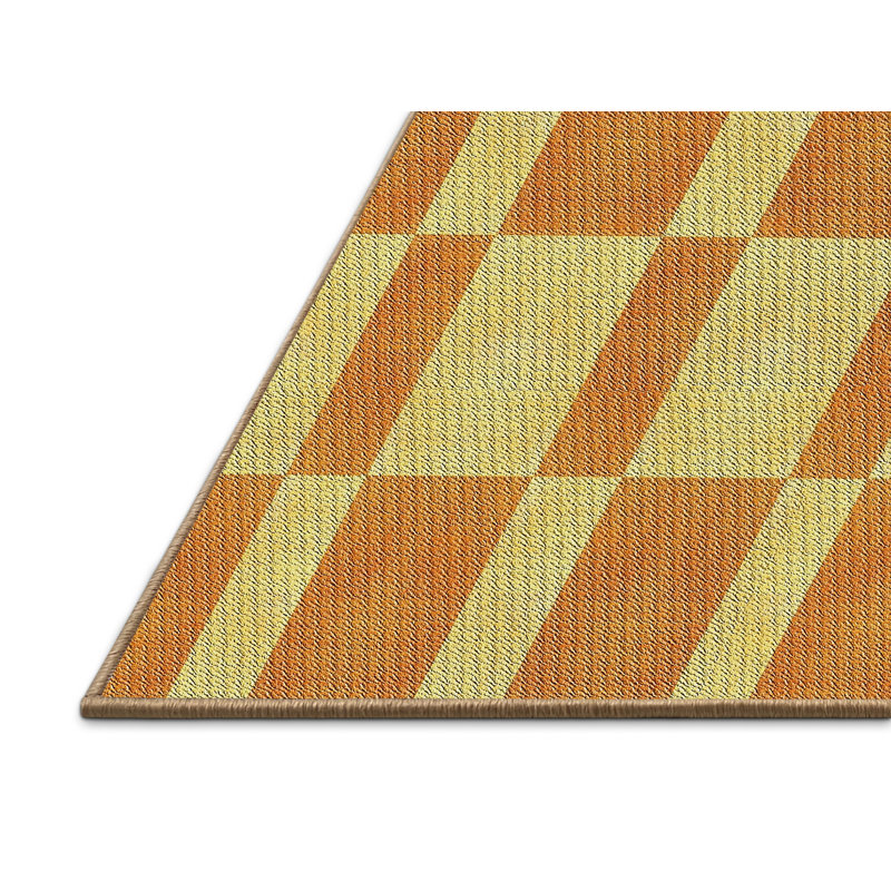 Tapis brun/jaune à motifs, Rectangle 3 pi x 5 pi