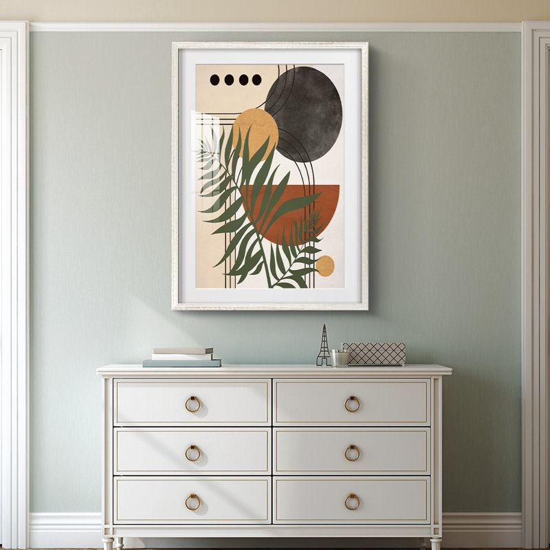 Contemporary Palm II - reproduction encadrée, H 25,5 po x l 17,5 po, Blanc