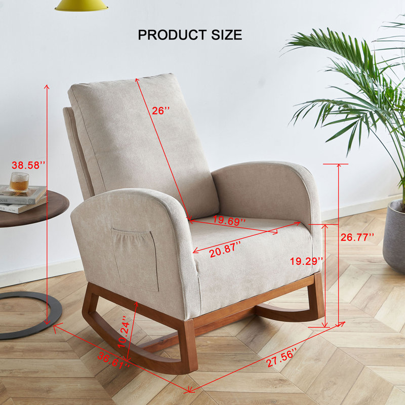 Chaise berçante moderne en lin 27,56 po