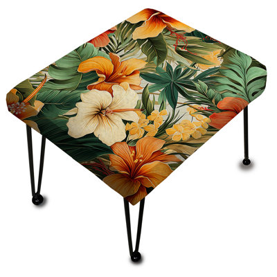Tropical Greens Warm Earth Tones - Repose-pieds rectangulaire Tropical