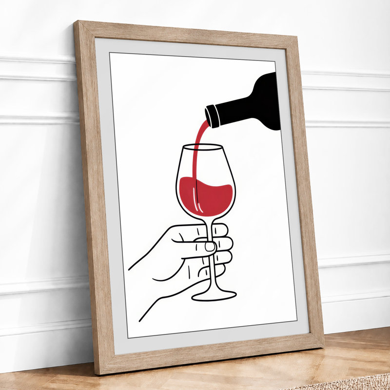 Pouring Wine Modern - Framed Print, Oak, A3 - 42.0 x 29.7 cm