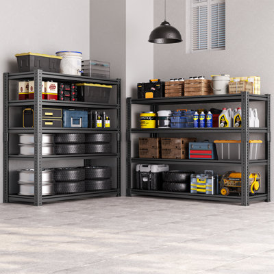 Heavy-Duty 5-Tier Metal Garage Storage Rack, Adjustable Shelving Unit, 48" W x 18" D x 72" H, Black