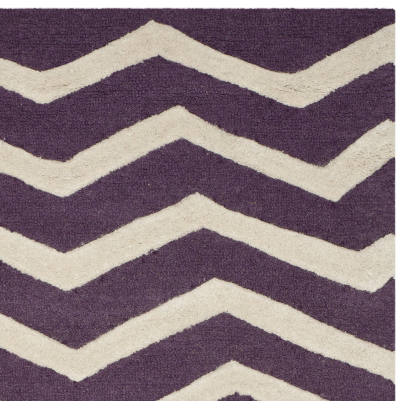 Sanyla Hand Tufted Wool Chevron Rug, Rectangle 5' x 8'