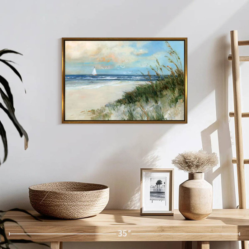 Oak Island Sunrise, Cadre flottant doré, 19 po x 13 po