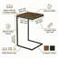 Table d'appoint en forme de C - finition chêne, base en métal noir, petite table basse mobile pour le salon-323628055