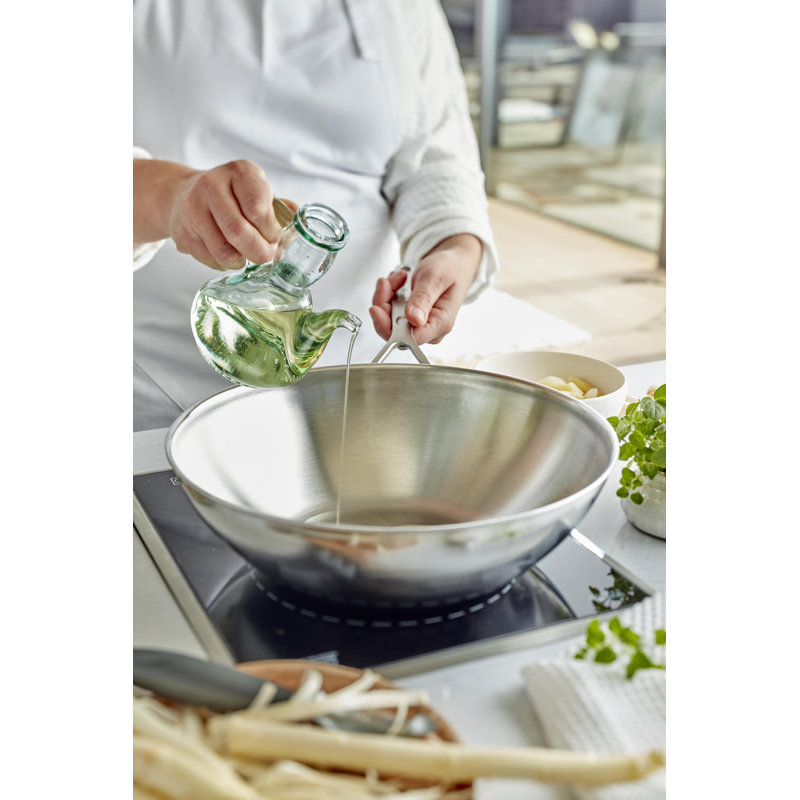 Industry 20.5" Flat Bottom Stainless Steel Wok
