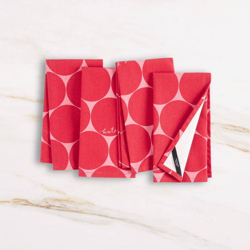 Loop And Dot 100% Cotton Dot Square Napkin Set, Pink Blush