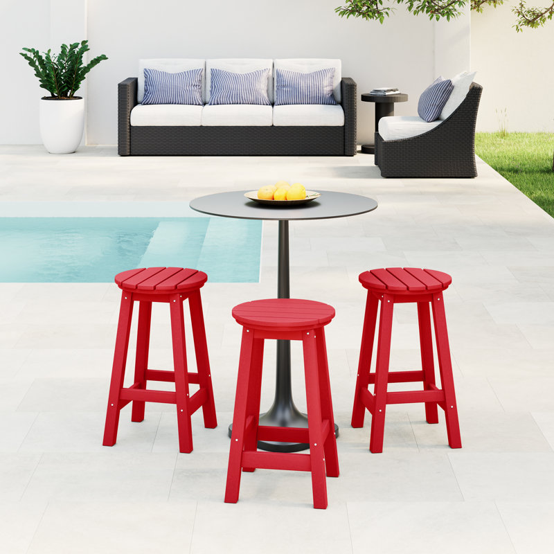 Tabouret de comptoir rond 24 po Laguna (ensemble de 3), Rouge