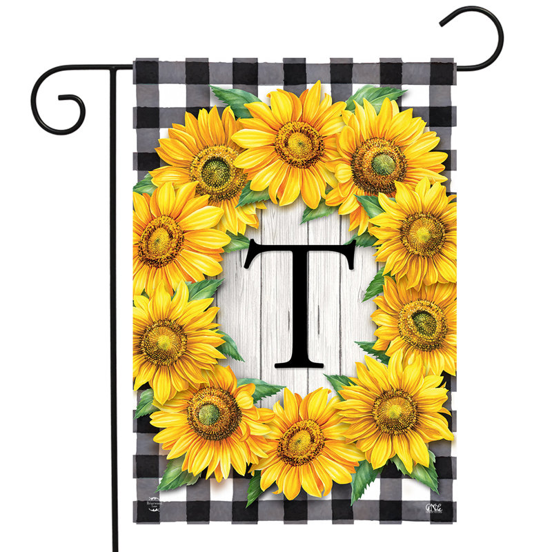 Drapeau de jardin tournesols monogramme en T
