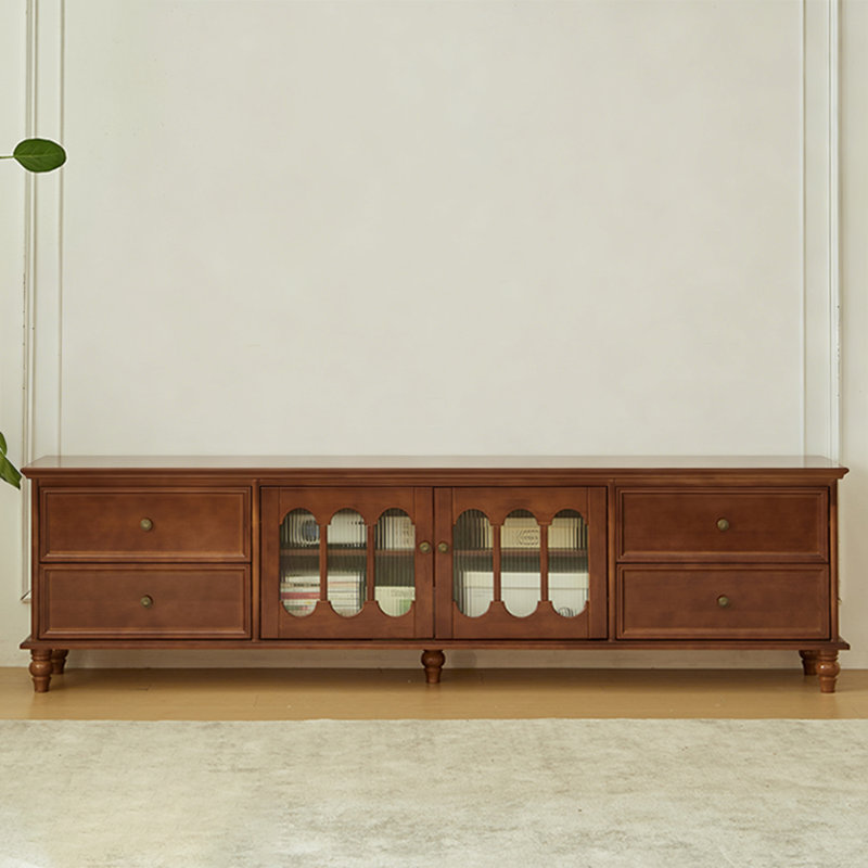 Meuble télé moderne en bois massif brun, H 23,62 po x L 86,61 po x l 15,75 po