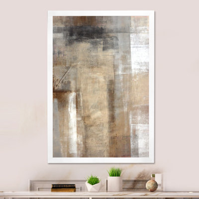 «Brown Meets Beige Abstract Art», reproduction d'art sur toile encadrée