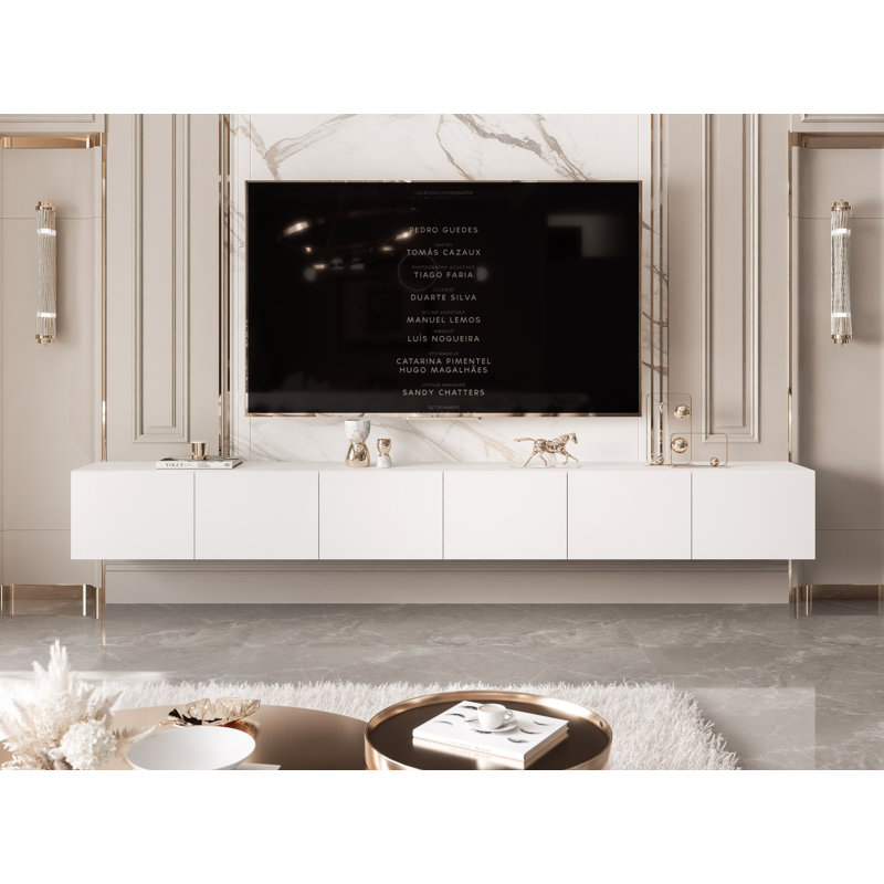 TV-Lowboard TV-Unit ANGEL, 36cm H x 300cm L x 40cm W, White Matt