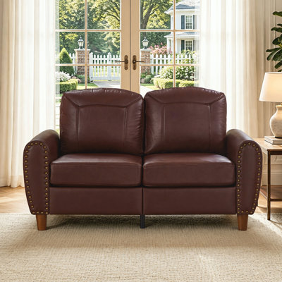 Rolled Arm Sofa with Nails,Solid Wood Legs