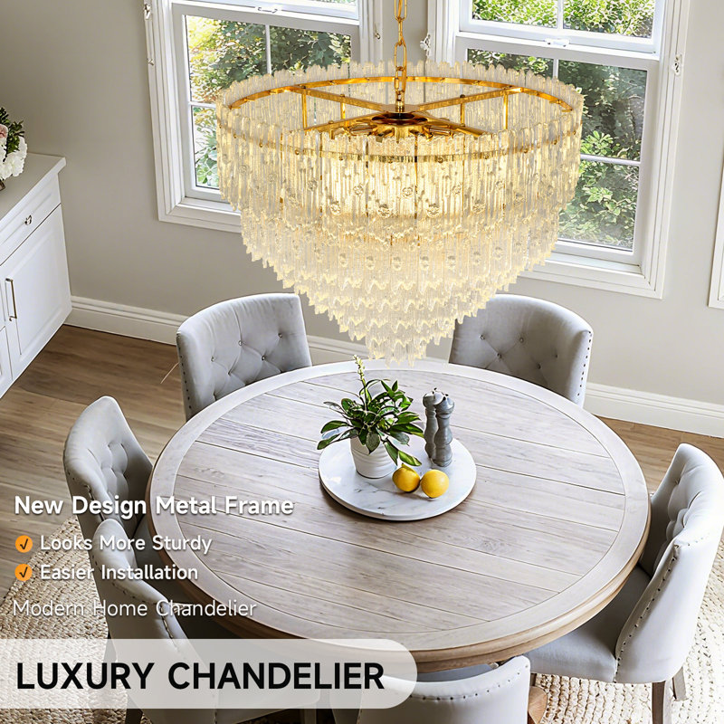 Empire Chandelier with Crystal Accents, 40cm H x 55cm W x 55cm D