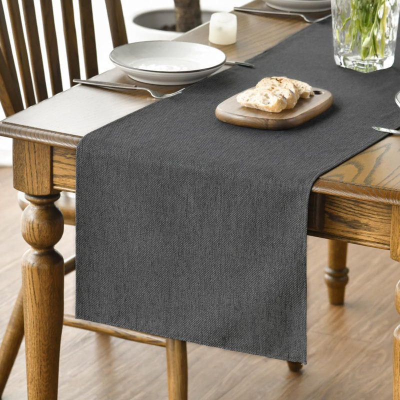 Dark Grey Table Runner 40x140 cm | Seasonal Fall Winter Machine Washable Kitchen Dining Table Decoration for Home Party Decor