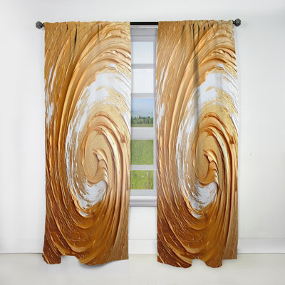 Gold And White Spiral Nebula I - Spirals Curtain - Velvet Room Darkening - 1 Panel
