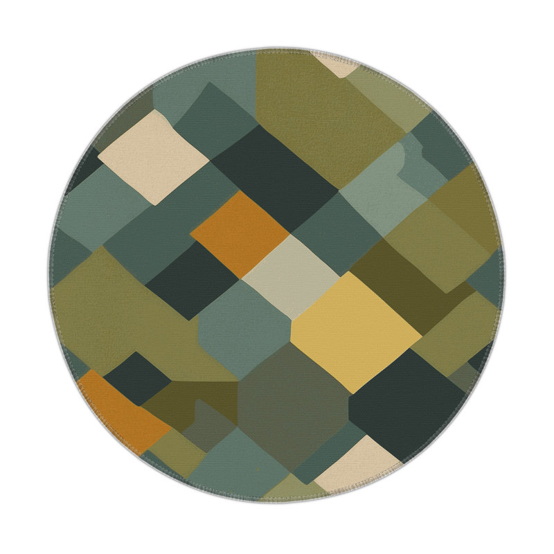 Geo Tiles Indoor And Outdoor Area Rug, Round 5'