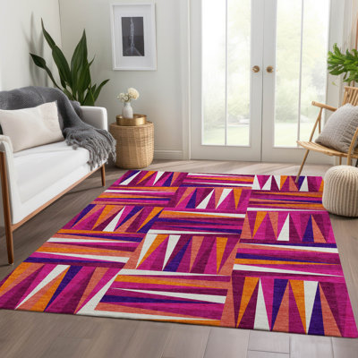 Premium Machine Washable Collett AMF1012 Squares Rug