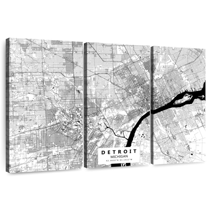 Carte de Aliaz White Urban Detroit, H 48 po x l 74 po
