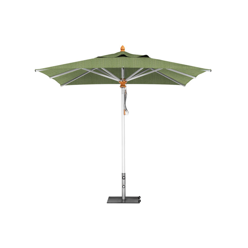 Bravura Square Market Umbrella, Square Metal w/ wheels+2.25" Stainless Steel Tube, 11'5", Natural