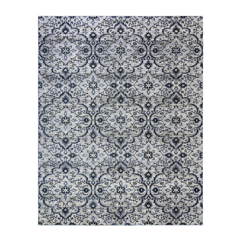 Gertmenian Blue and White Moroccan Polyester Area Rug 7'10"x10'