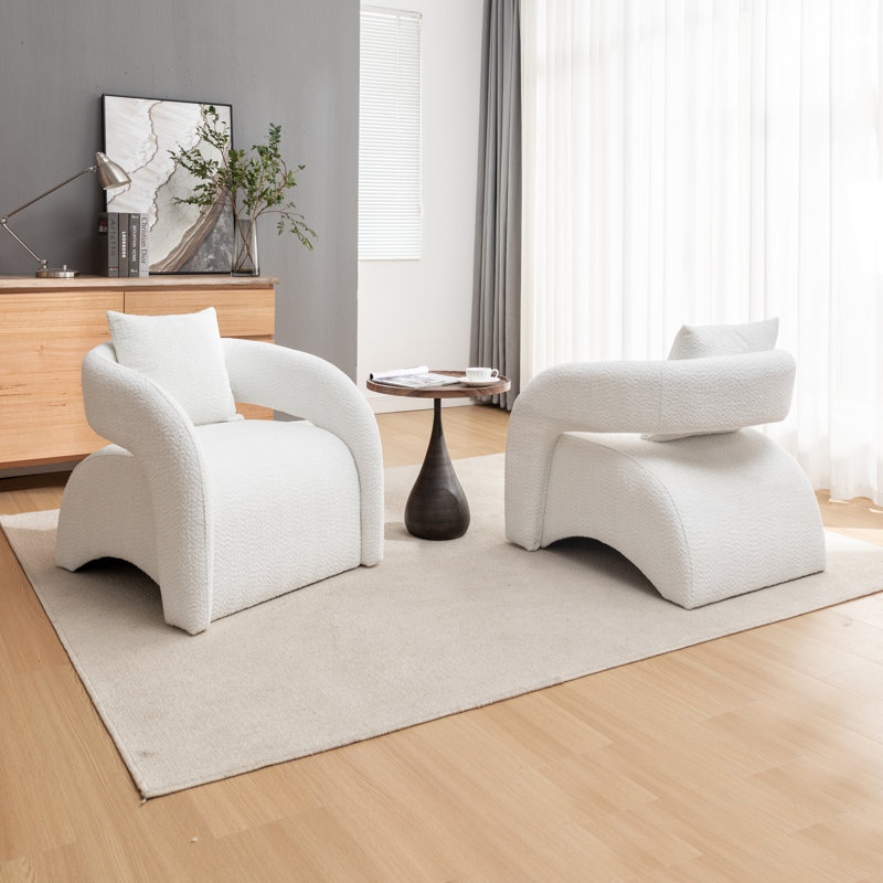 Hijinio Upholstered Armchair, Beige Polyester Blend