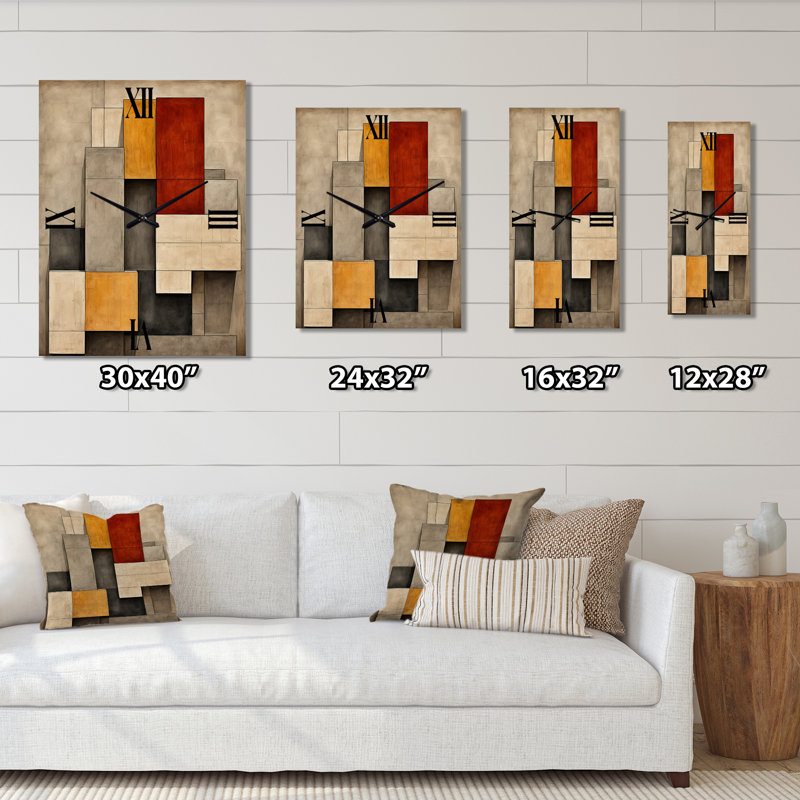 Simplicity Of Beauty - Minimal Geometrics II - horloge murale rétro moderne, H 32 po x l 16 po x P 1 po